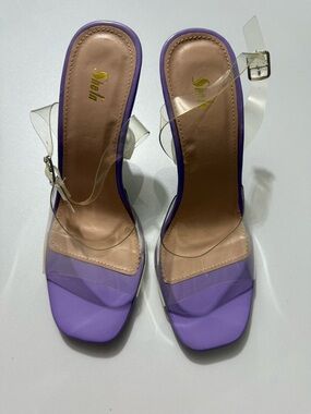 Purple Clear Strap Slide Sandals size 38 SHEIN
